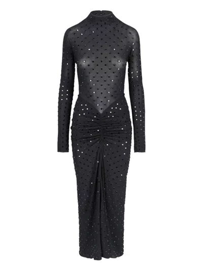 Alaïa Alaia Long Black Rhinestone Dress