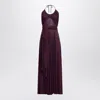 Alaïa Long Burgundy Draped Jersey Dress
