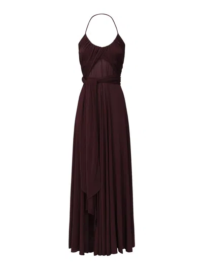 Alaïa Long Crossover Dress In Red