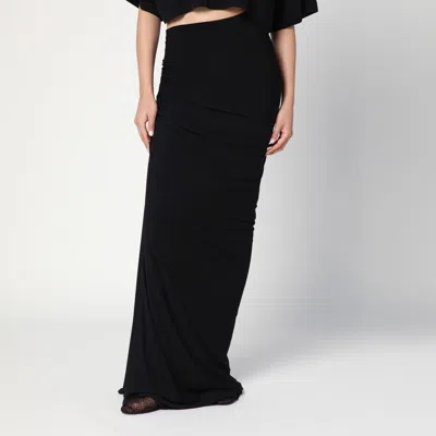 ALAÏA ALAÏA LONG DRAPED BLACK SKIRT IN JERSEY