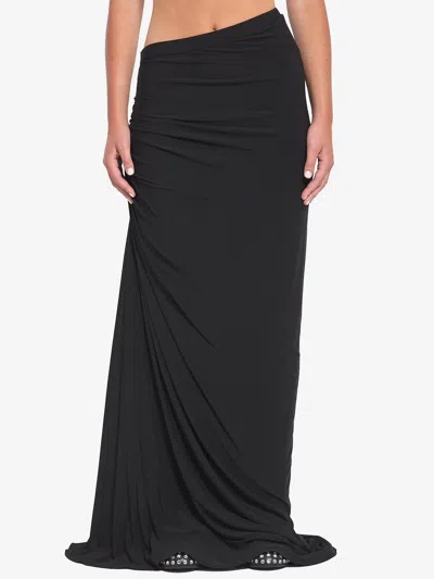 ALAÏA LONG DRAPED JERSEY DRESS