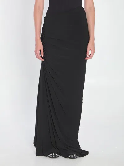 ALAÏA LONG DRAPED JERSEY DRESS