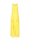 Alaïa Long Dress With Georgette Ruffles In Yellow