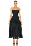 Alaïa Womens Godet Strapless Knitted Midi Dress Noir Alaia