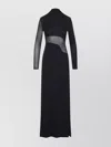 Alaïa Sheer Bodice High-neck Dress In Black