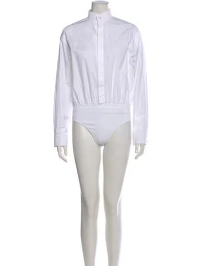 Pre-owned Alaïa Long Sleeve Bodysuit In White