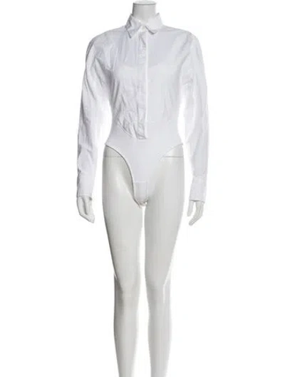Pre-owned Alaïa Long Sleeve Bodysuit In White