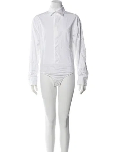 Pre-owned Alaïa Long Sleeve Bodysuit In White