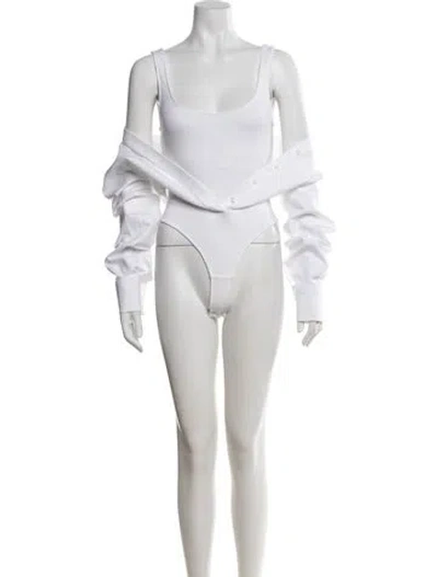 Pre-owned Alaïa Long Sleeve Bodysuit In White