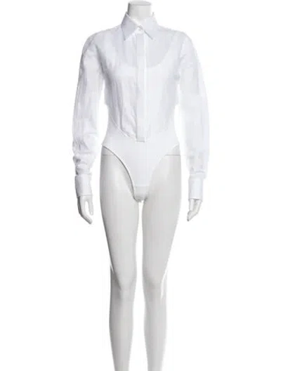 Pre-owned Alaïa Long Sleeve Bodysuit In White