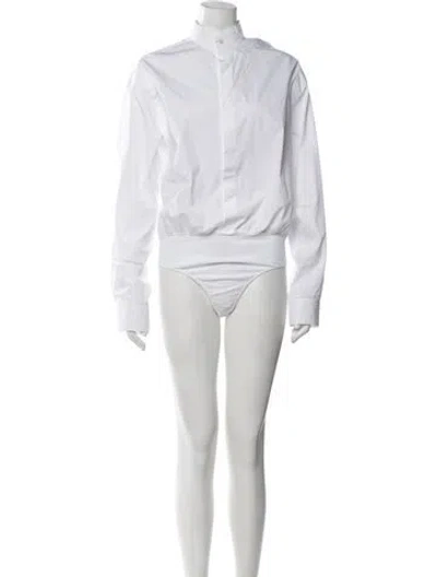 Pre-owned Alaïa Long Sleeve Bodysuit In White