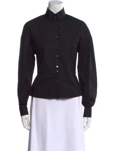 Pre-owned Alaïa Long Sleeve Button-up Top In Black