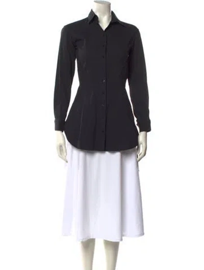 Pre-owned Alaïa Long Sleeve Button-up Top In Black