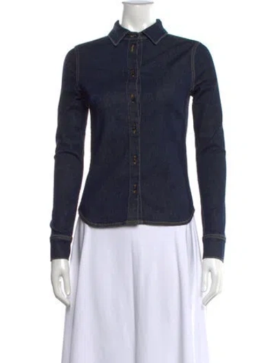 Pre-owned Alaïa Long Sleeve Button-up Top In Black