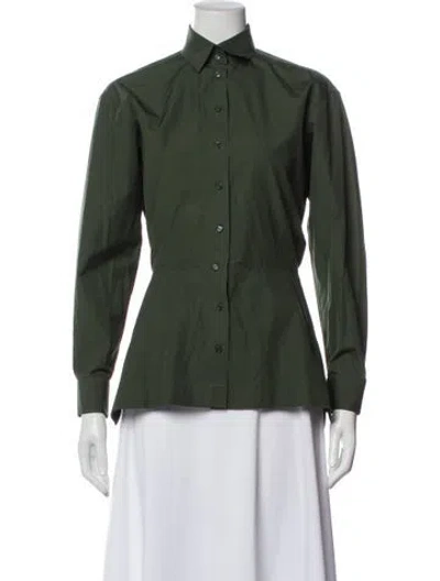 Pre-owned Alaïa Long Sleeve Button-up Top In Green