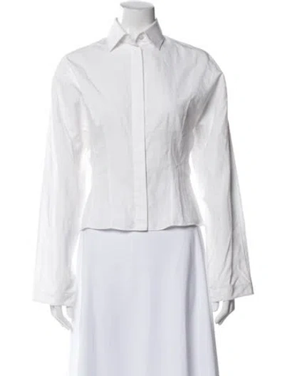 Pre-owned Alaïa Long Sleeve Button-up Top In White
