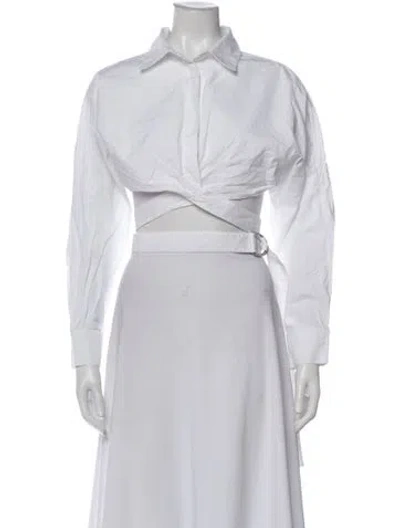 Pre-owned Alaïa Long Sleeve Button-up Top In White