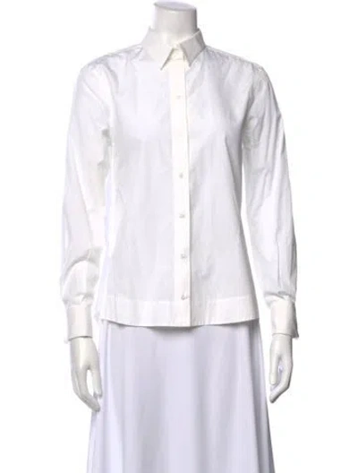 Pre-owned Alaïa Long Sleeve Button-up Top In White