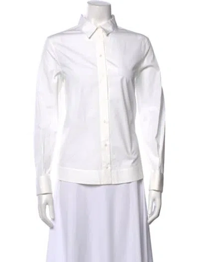 Pre-owned Alaïa Long Sleeve Button-up Top In White