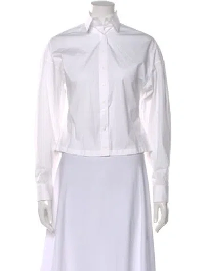 Pre-owned Alaïa Long Sleeve Button-up Top In White