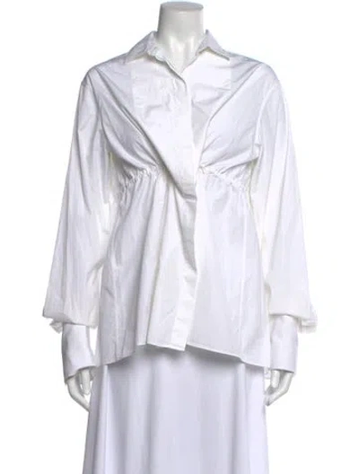 Pre-owned Alaïa Long Sleeve Button-up Top In White