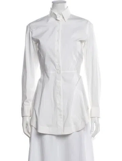 Pre-owned Alaïa Long Sleeve Button-up Top In White