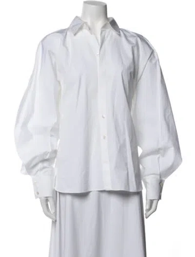 Pre-owned Alaïa Long Sleeve Button-up Top In White