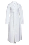 Alaïa Long Sleeve Cotton Poplin Midi Wrap Shirtdress In Blanc