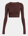 Alaïa Womens Second Skin Crop Stretch-woven Top Chocolat In Chocolat