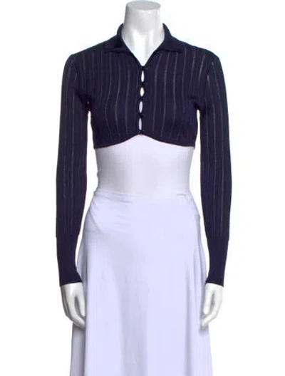 Pre-owned Alaïa Long Sleeve Crop Top W/ Tags In Blue