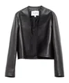Alaïa Long Sleeve Leather Jacket In Black