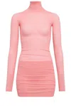 Alaïa Gathered Mini Dress In Fard