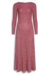 Alaïa Long Sleeve Open Knit Chain Mail Dress In Corail
