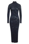 Alaïa Long Sleeve Openwork Dress In Blue