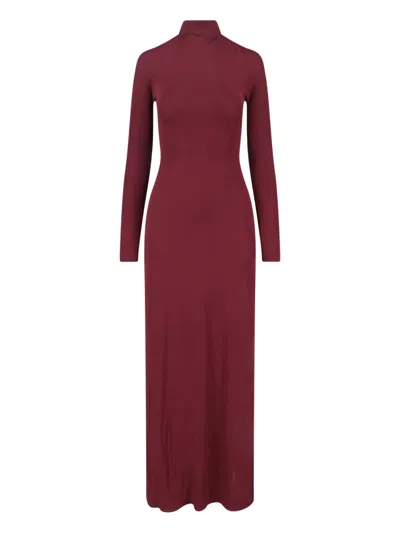 Alaïa Alaia Long Sleeve Turtleneck Maxi Dress In Red