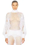 Alaïa Long Sleeve Turtleneck Top In White