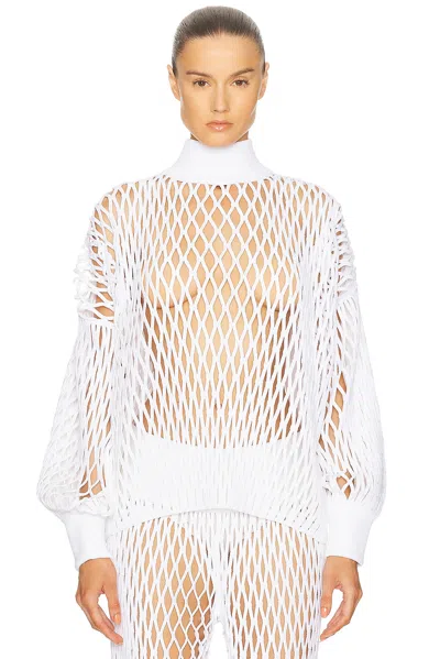 Alaïa Long Sleeve Turtleneck Top In White