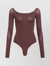 Alaïa Long-sleeved Bodysuit Featuring Seamless Finish In Burgundy