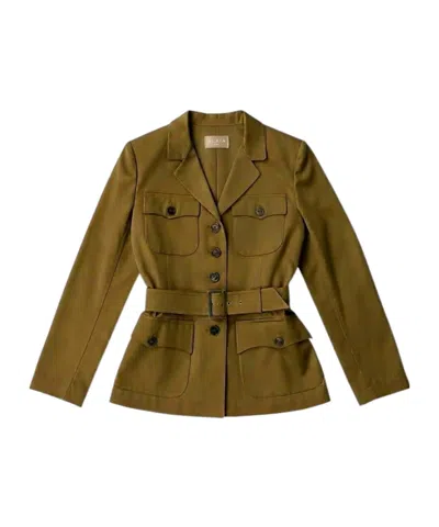 Alaïa Long-sleeved Button-down Jacket In Green