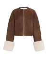 Alaïa Sheep Shearling Aviator Jacket In Brown