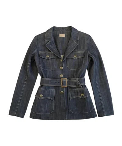 Alaïa Long-sleeved Denim Jacket In Blue