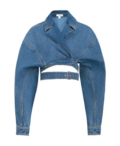 Alaïa Long-sleeved Denim Jacket In 525 - Bleu Vintage