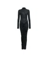 Alaïa Womens Foret Studded Draped Woven-blend Maxi Dress In Black