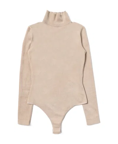 Alaïa Long-sleeved High-collar Jumpsuit In Nude