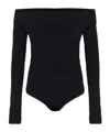 Alaïa Off-the-shoulder Long-sleeve Rib Bodysuit In Black