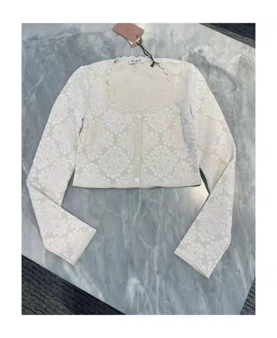 Alaïa Long-sleeved Knitted Cardigan In White