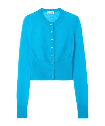 Alaïa Long-sleeved Knitwear In Blue