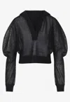 Alaïa Long-sleeved Linen And Silk Hooded Top In Black