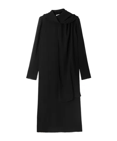 Alaïa Cutout Tie-neck Mesh Midi Dress In Black