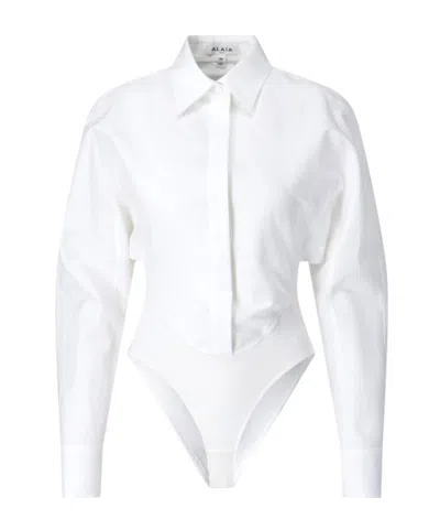 Alaïa Long-sleeved Shirt Jumpsuit In White